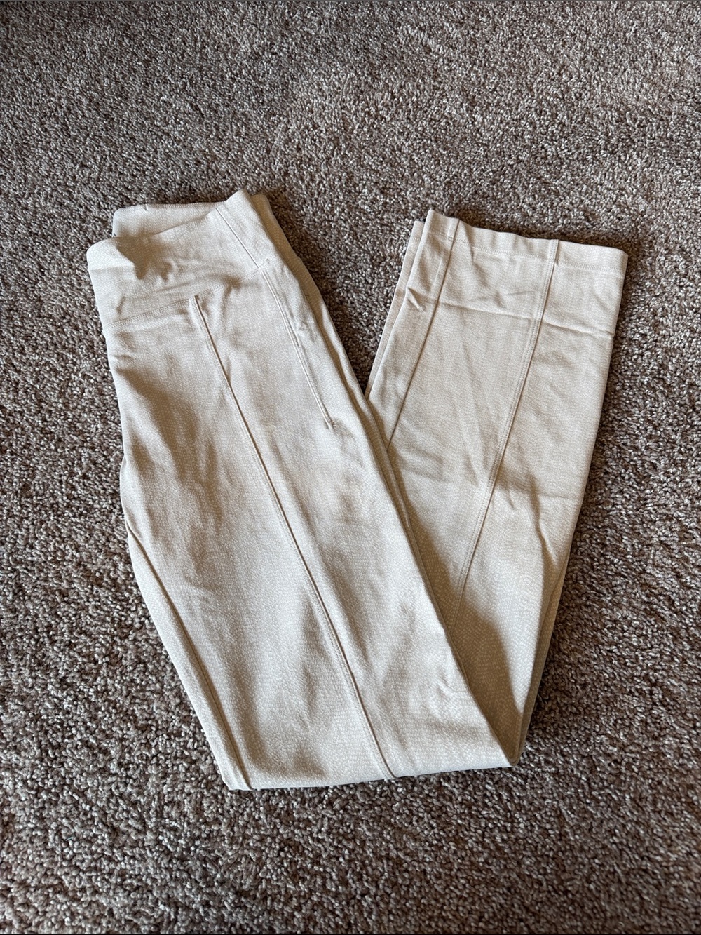Athleta Cream Straight-Leg Ponte Pants with Center Seam